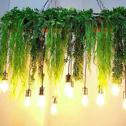 Ritta Natural Decorative Rectangular Plant Metal Pendant Light Green