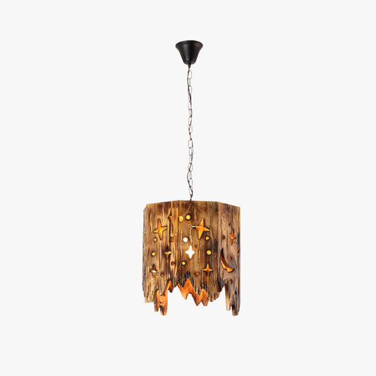 Epoch Retro Sternenhimmel-Pendelleuchte aus Metall und Holz