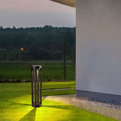 Ray Minimalist Cylindrical Hollow Solar Outdoor Path Light, Black