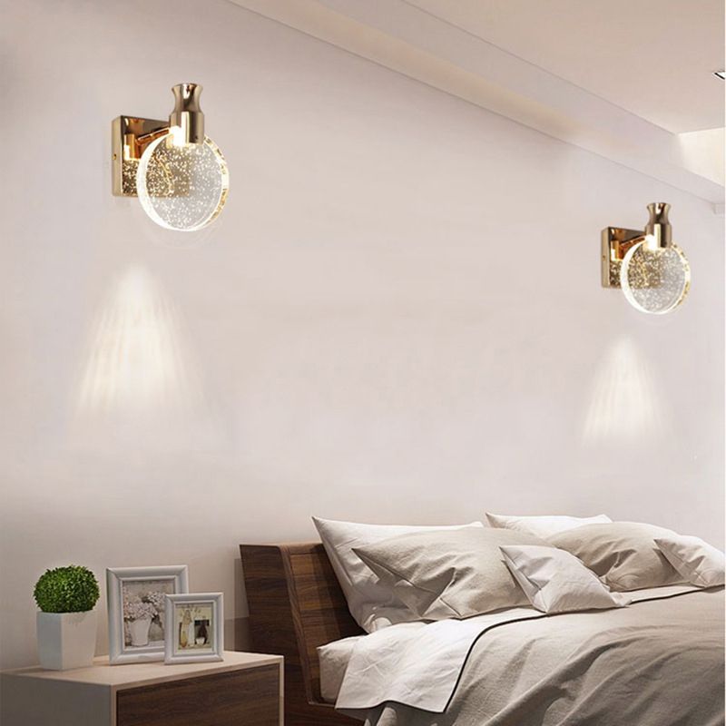 Kristy Moderne runde Kristall-Waschtisch-Wandleuchte, Gold/Chrom