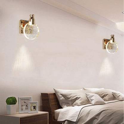Kristy Moderne runde Kristall-Waschtisch-Wandleuchte, Gold/Chrom
