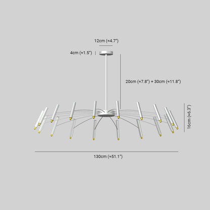 Arisha Modern Blown Linear Metal Multi-heads Chandelier