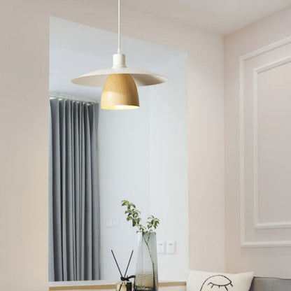 Moderne LED-Pendelleuchte Valentina aus weißem Holz und Metall für Schlafzimmer