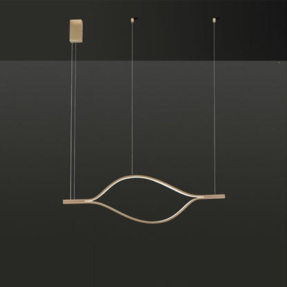 Arisha LED Linear Minimalist Wave Golden Leaf Shaped Pendant Light