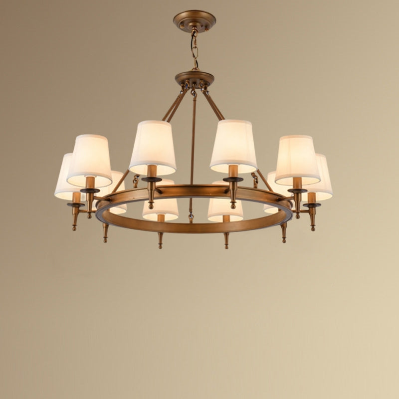 Lustre Silva vintage en métal et tissu, Noir/Cuivre