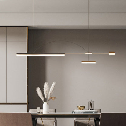Aria Modern Long LED Pendant Light Black Metal Dining Room