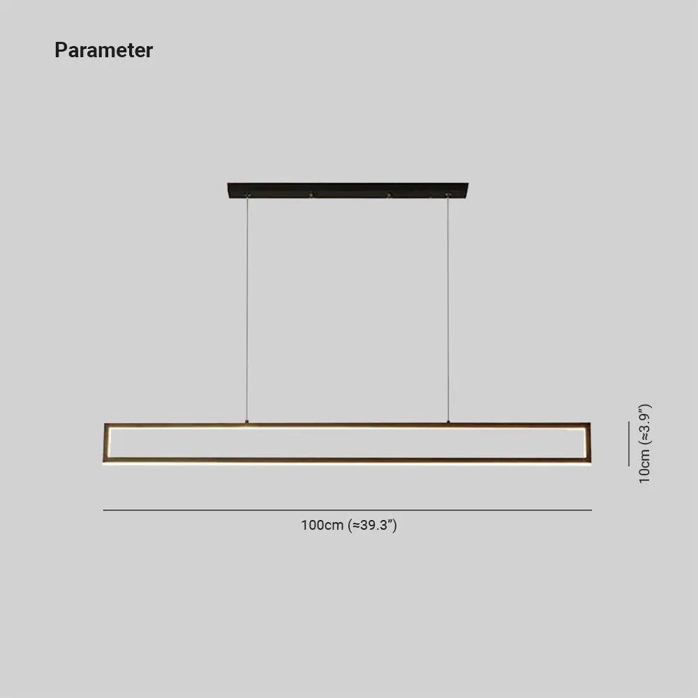 Arisha Modern Metal Vertical Rectangular Pendant Light, Black