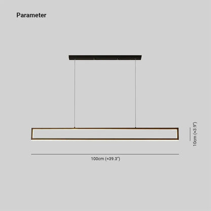 Arisha Modern Metal Vertical Rectangular Pendant Light, Black
