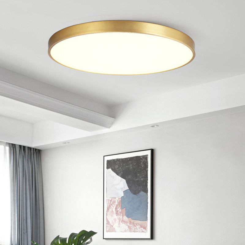 Plafonnier rond Arisha Nordic LED doré, métal et