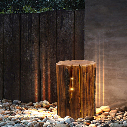 Table de lampadaire d'extérieur en bois à colonne naturelle Ray