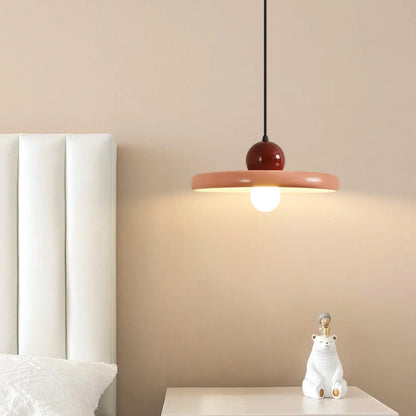 Moderne dekorative LED-Pendelleuchte Arisha aus rosafarbenem Metall für das Wohnzimmer