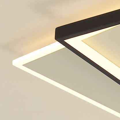 Arisha Modern Square/ Round Flush Mount Ceiling Light, Black with White