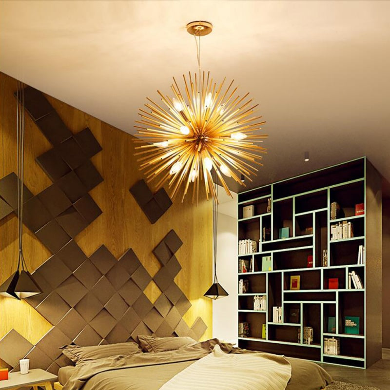 Arisha Moderner LED-Kronleuchter aus goldenem Metall für Esszimmer/Wohnzimmer/Schlafzimmer