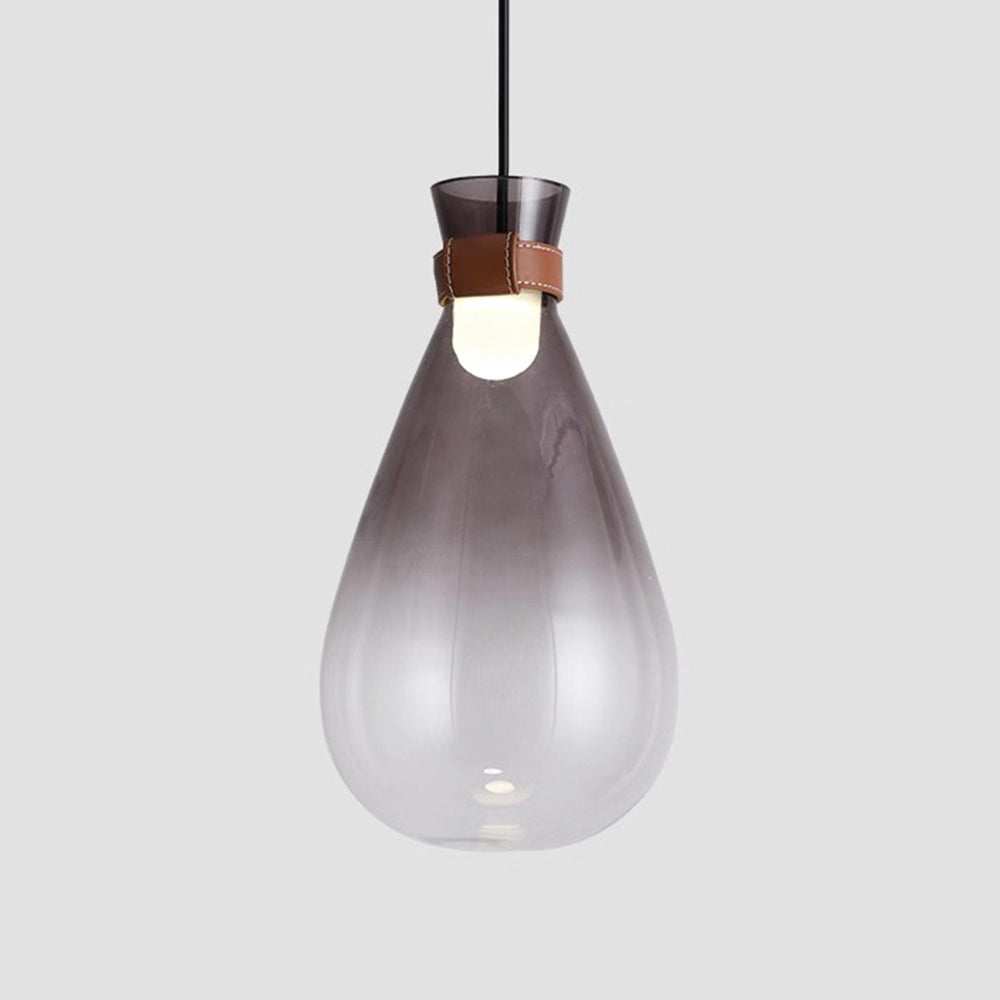 Valentina Lampe à suspension minimaliste en verre en forme de larme, gris fumé/blanc
