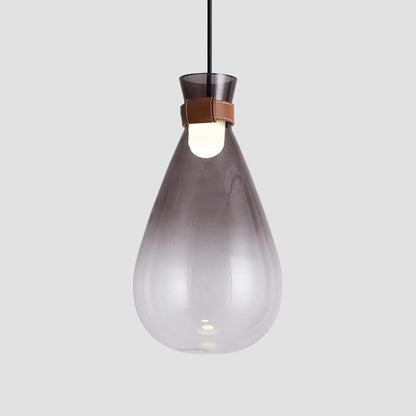 Valentina Lampe à suspension minimaliste en verre en forme de larme, gris fumé/blanc