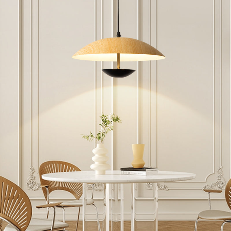 Moderne LED-Pendelleuchte Valentina aus weißem Holz und Metall für Schlafzimmer