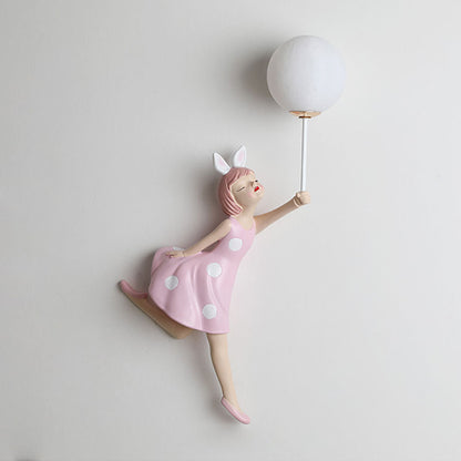 Arisha Modern Balloon/Girl Shape Pink Wall Lamp