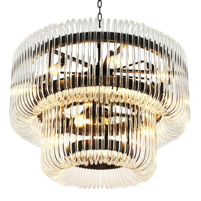 Kristy Modern Luxury LED Chandelier Ceiling Light Black/Gold Glass Living Room