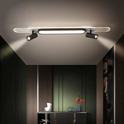 Aim Moderne rechteckige LED-Deckenleuchte aus Metall, Schwarz/Weiß