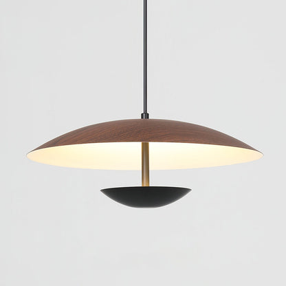 Muto Nordic LED Frisbee Pendant Light Wood & Brown