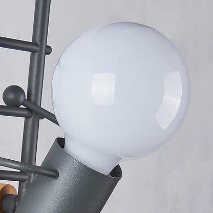 Arisha Industrial Man Metal/Wood Wall Light, Gray/White/Green