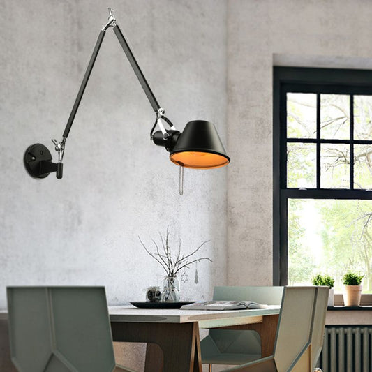 Epoch Modern Simple Adjustable Wall Lamp, Black/Chrome, Bedroom