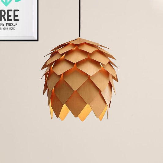 Muto Designer Pendelleuchte aus Holz in Tannenzapfenform