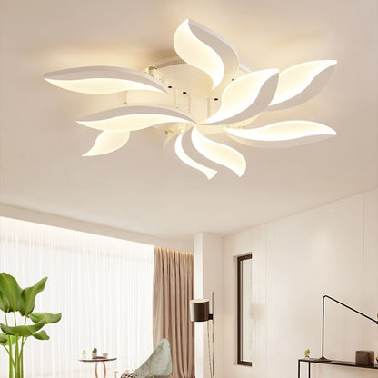 Arisha Minimalist Art Deco Flower Flush Mount Ceiling Light, White, Living Room