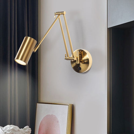 Aria Applique Cylindrique Réglable Poteau Métal Laiton, Chambre
