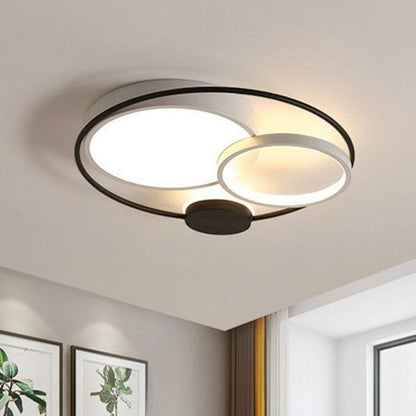 Arisha Modern Circular LED Flush Mount Ceiling Light, Black & White