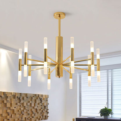 Lustre Kristy cylindrique moderne en métal, doré