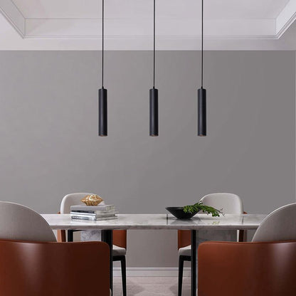 Yore Modern Cylinder Shape Linear Pendant Light Black Metal