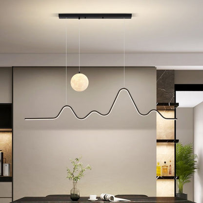 Arisha Minimalist Wavy Metal Pendant Light, Black/White/Gold