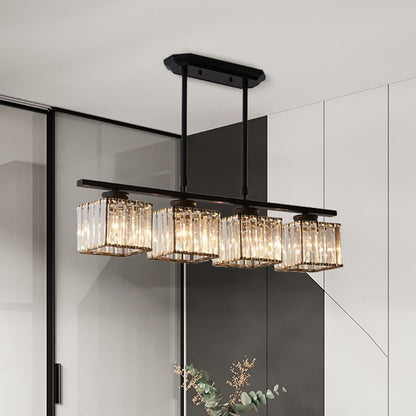 Kristy Crystal Square Pendelleuchte, Schwarz und Gold, 3/4 Köpfe