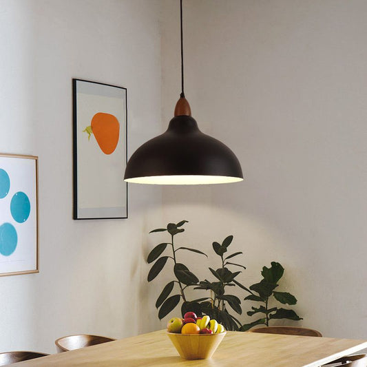 Valentina moderne komvormige metalen hanglamp, zwart/wit