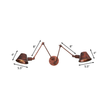 Epoch Vintage Adjustable Metal Wall Lamp, Black/Rust, Bedroom