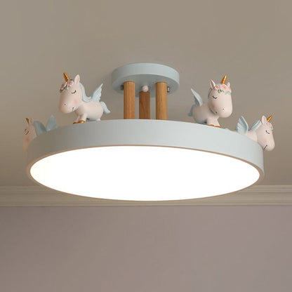 Arisha Modern Round Unicorn Semi-Flush Mount Ceiling Light