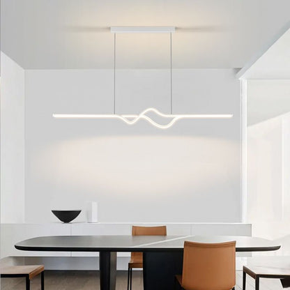Arisha Modern Linear Metal Pendant Light, Black/White/Grey