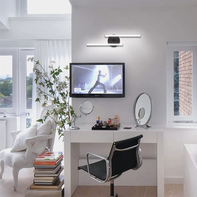 Arisha Modern Bi-Linear LED Vanity Wall Lamp, Black/Silver