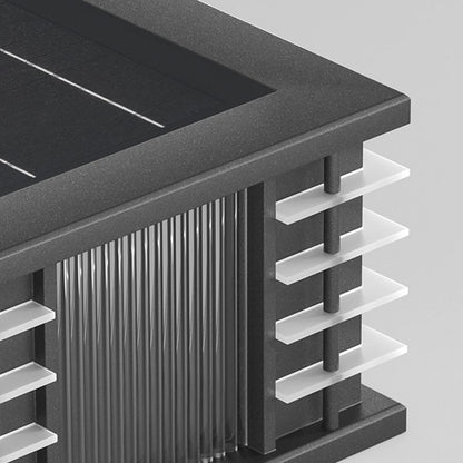 Ray Moderne quadratische Solar-Stehlampen aus Metall und Glas für den Außenbereich, Schwarz
