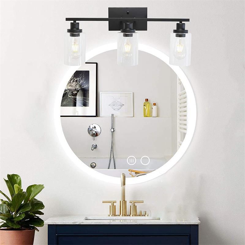 Silva – applique murale moderne avec façade miroir, noire, métal/verre