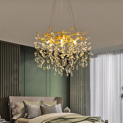 Kristy Contemporary Gold Glass Crystal Chandelier