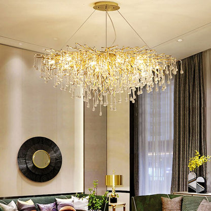 Arisha Pendant Light Tassel Luxury, Metal/Crystal, Gold, Bedroom
