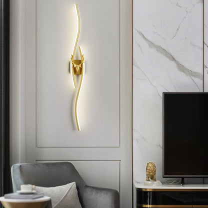 Arisha Modern Linear Metal Vanity LED Wall Lamp, Black/Gold