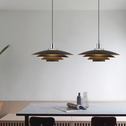 Nylo Contemporary Minimalist Frisbee Shaped Metal Pendant Light