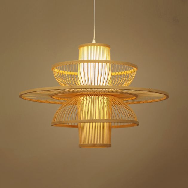 Muto Lotus-förmige Rattan-Pendelleuchte