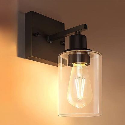 Silva – applique murale moderne avec façade miroir, noire, métal/verre