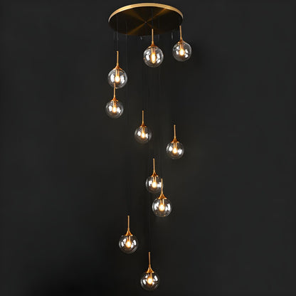 Valentina Modern Spiral Ball Glass Staircase Chandelier
