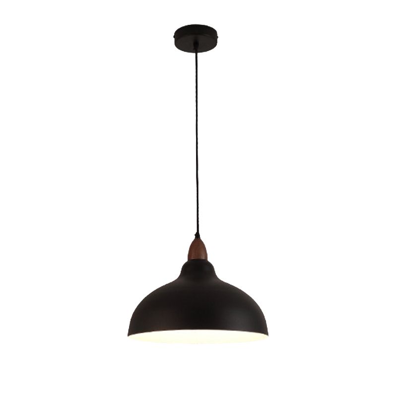 Valentina Modern Bowl-shaped Metal Pendant Light, Black/White