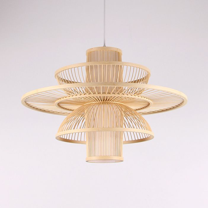 Muto Lotus-förmige Rattan-Pendelleuchte